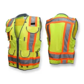 Radians SV55-2ZGD Class 2 Heavy Woven Two-Tone Engineer Vest, Hi-Vis Green, 1 Each