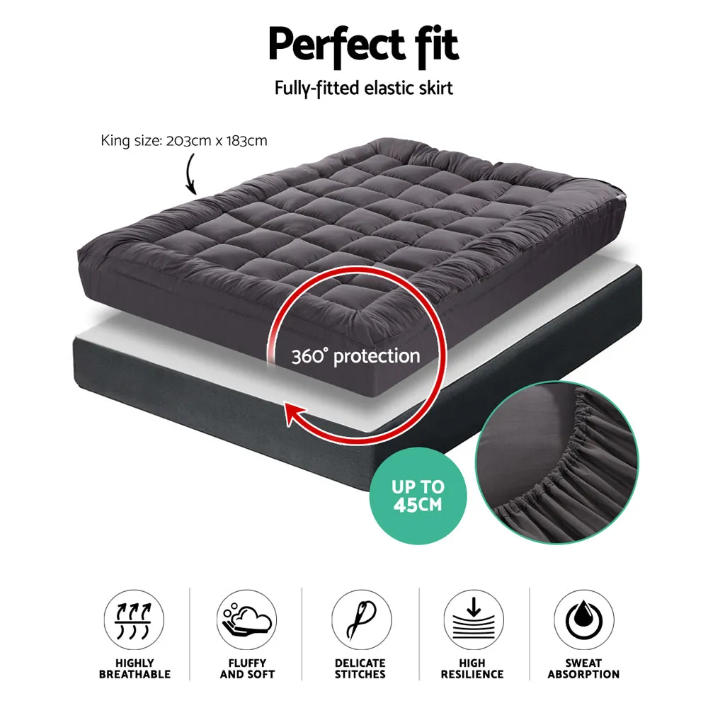 1000GSM Bamboo Charcoal Pillowtop Mattress Topper King Giselle Bedding