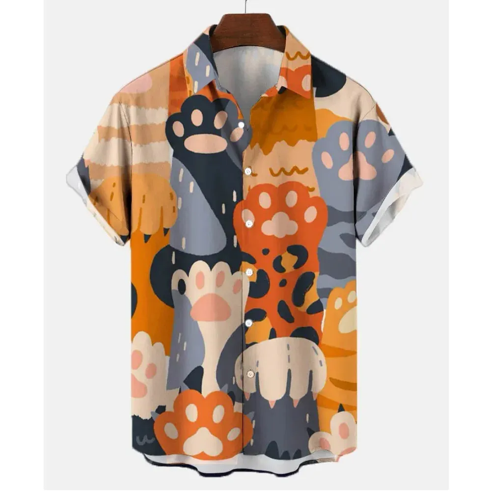 2024 Summer Hawaiian Men's Shirt Casual 3D Cat Print Shirt Men/Women Extra Large Homebres T-shirt Clothing Retro Camisa