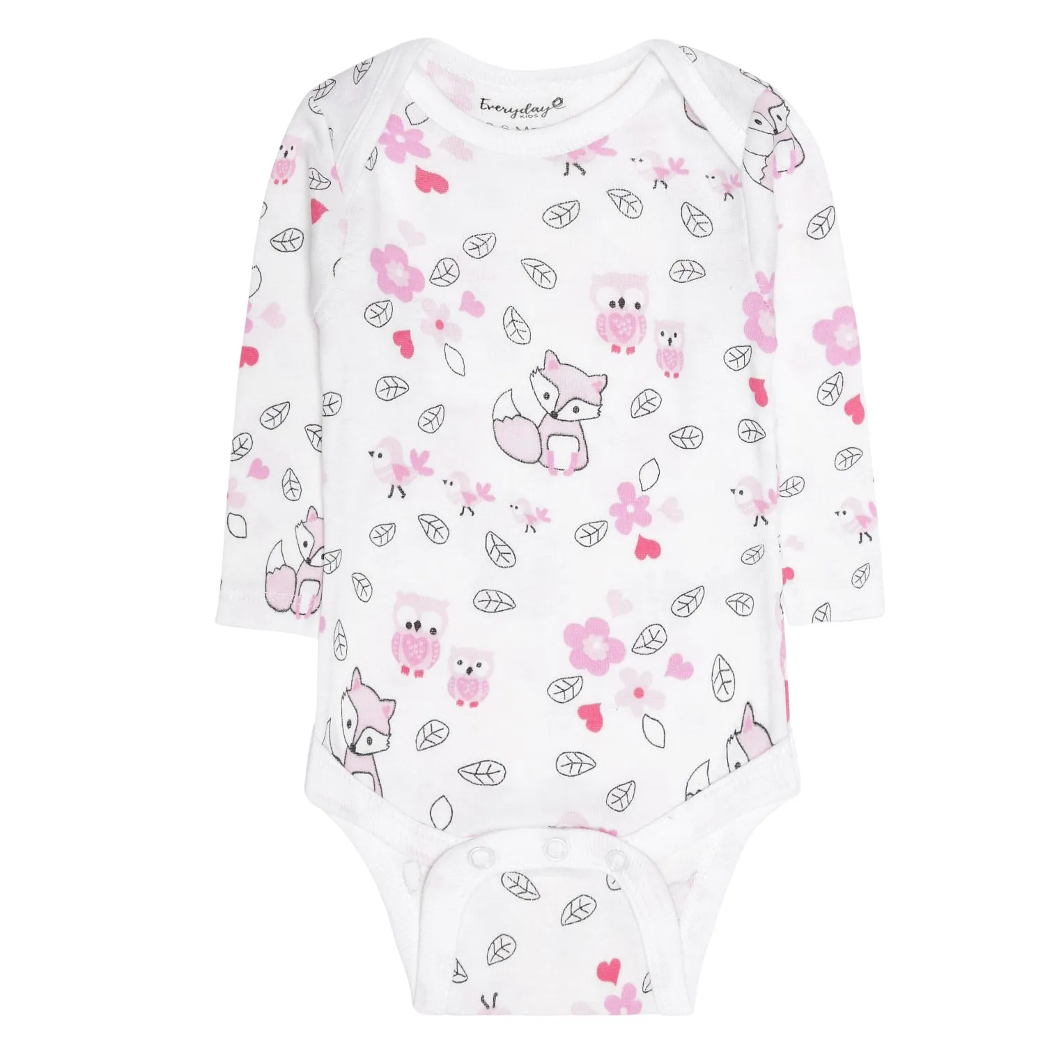 7 Pack Pink Long Sleeve Baby Bodysuits for Girls