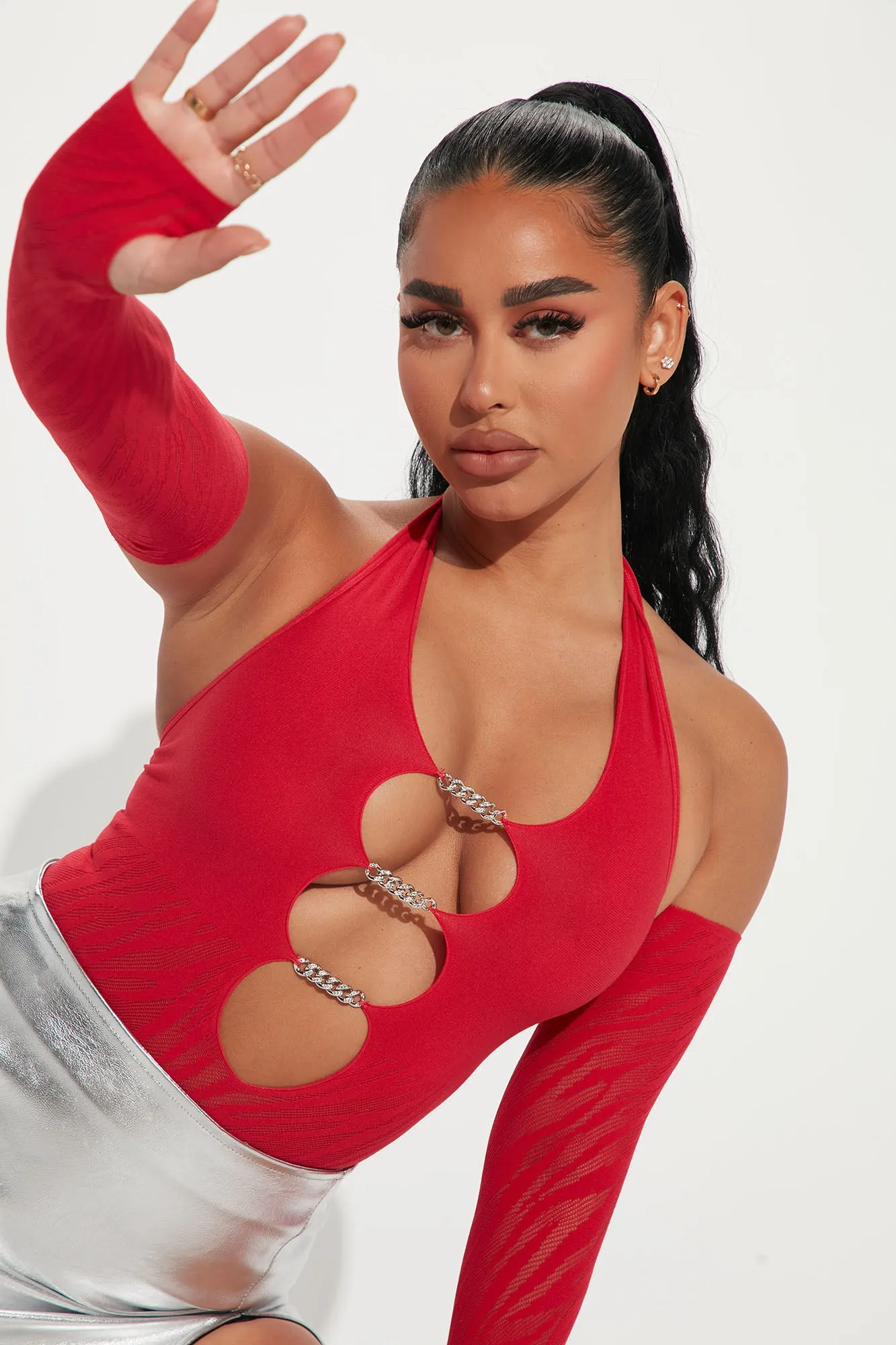 A Dime Piece Seamless Glove Bodysuit - Red