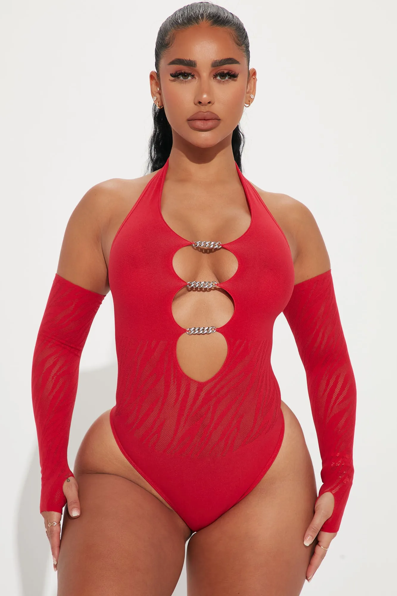 A Dime Piece Seamless Glove Bodysuit - Red