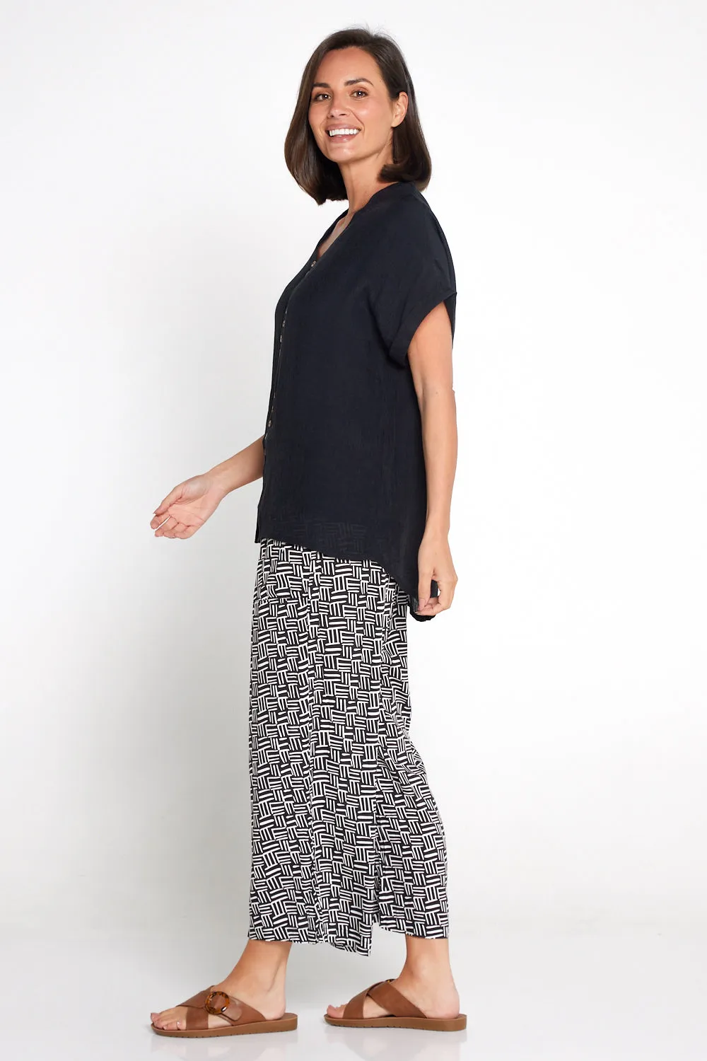 Aiko Lightweight Pants - Black/Crosshatch