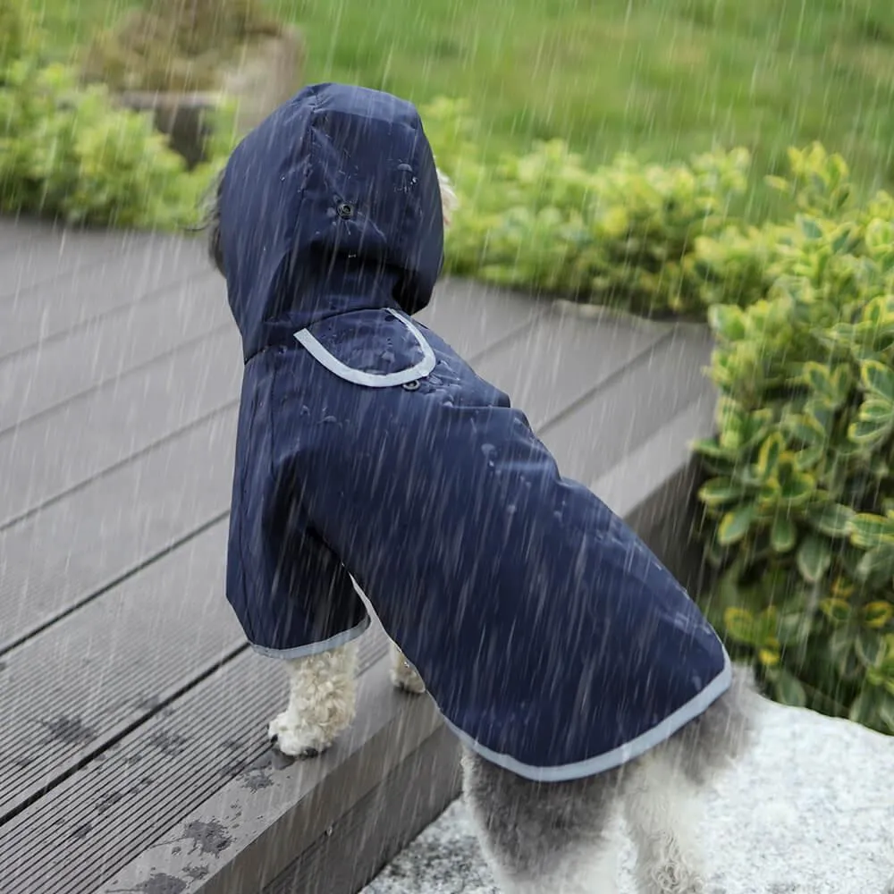 AllPetSolutions Reflective Waterproof Dog Rain Coat, Dark Blue - S / M / L