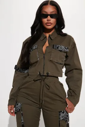 Always A Good Time Cropped Cargo Jacket - Olive