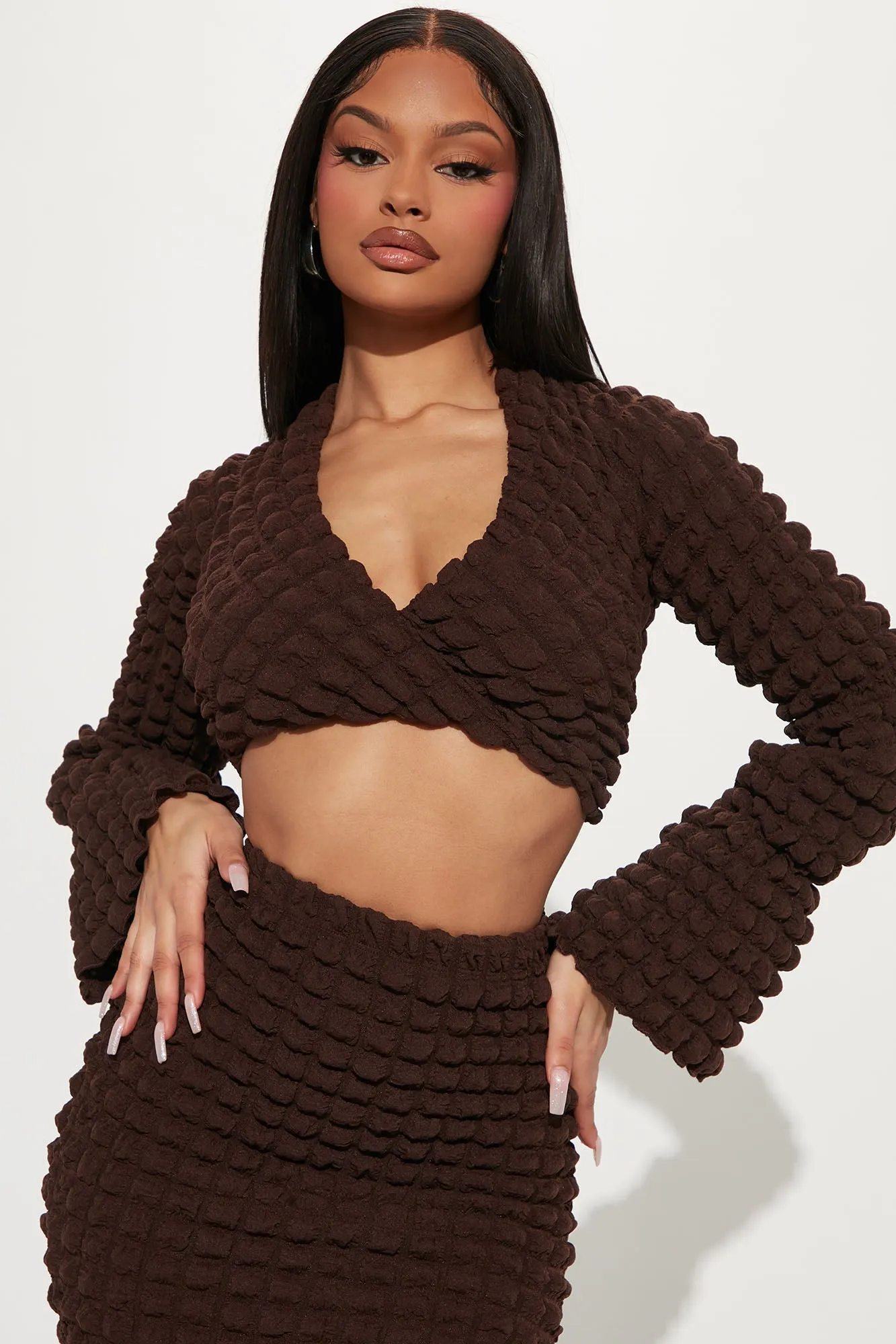 Always Bubbly Bubble Skirt Set - Brown