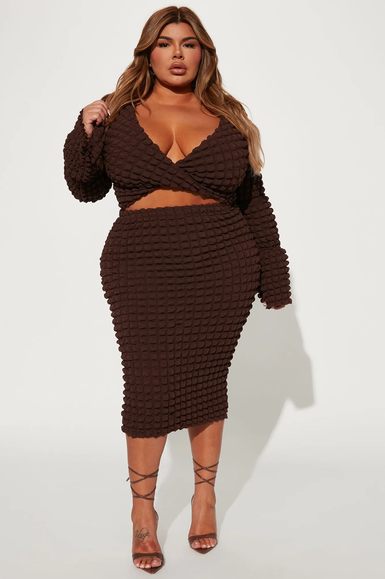 Always Bubbly Bubble Skirt Set - Brown