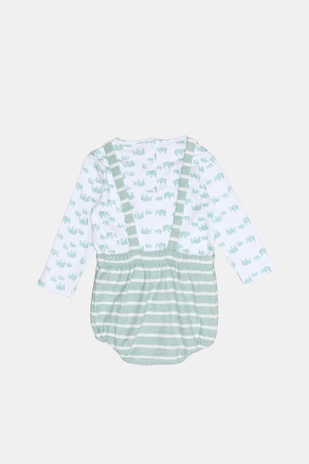 Babies White And Mint Bodysuit Set (2 Piece)