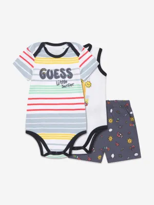 Baby Boys Bodysuit And Shorts Set (3 Piece) in White