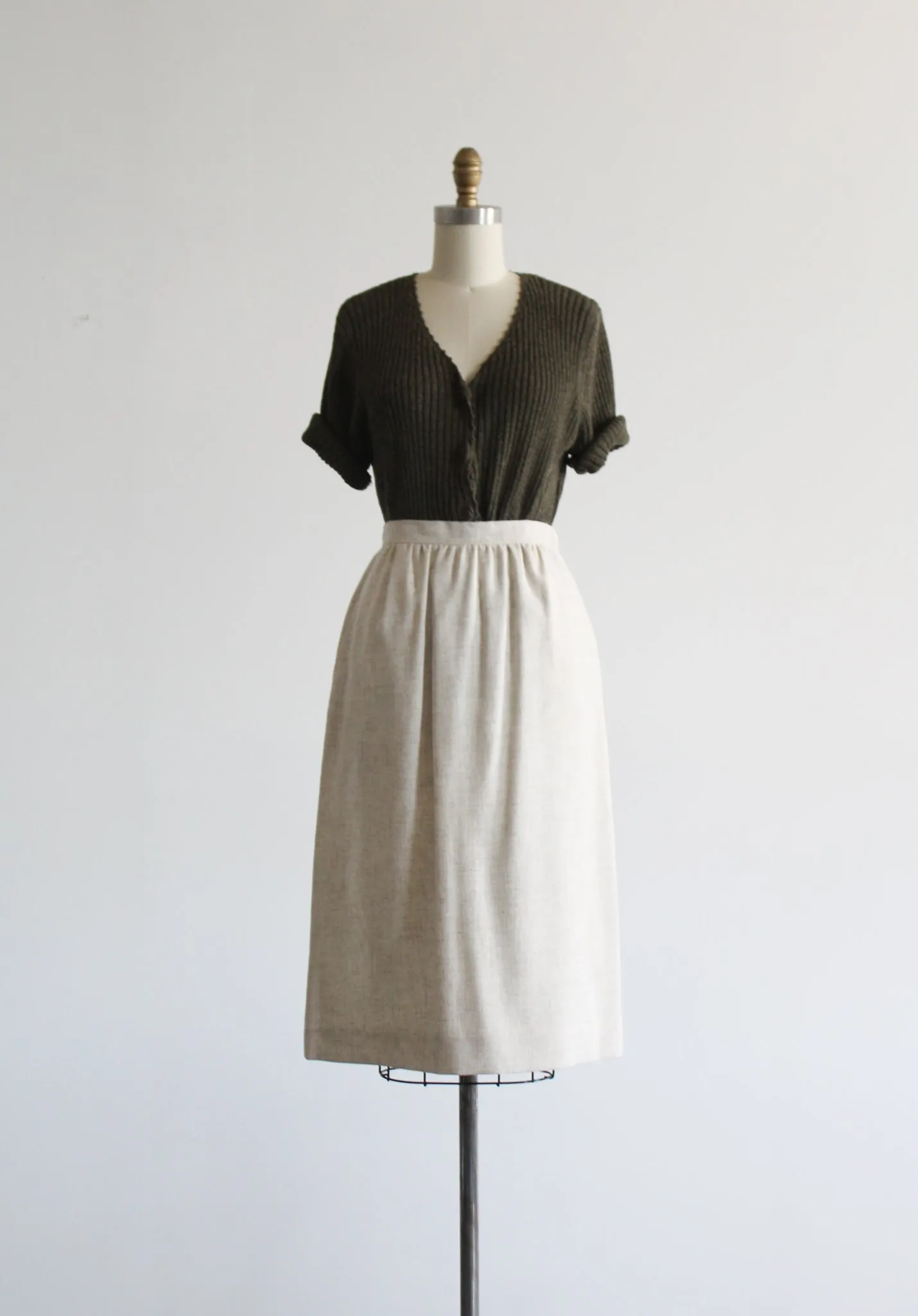 babysbreath linen midi skirt