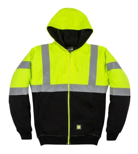 Berne Mens Yellow Fleece Hi-Vis Class 3 Hoodie L TALL