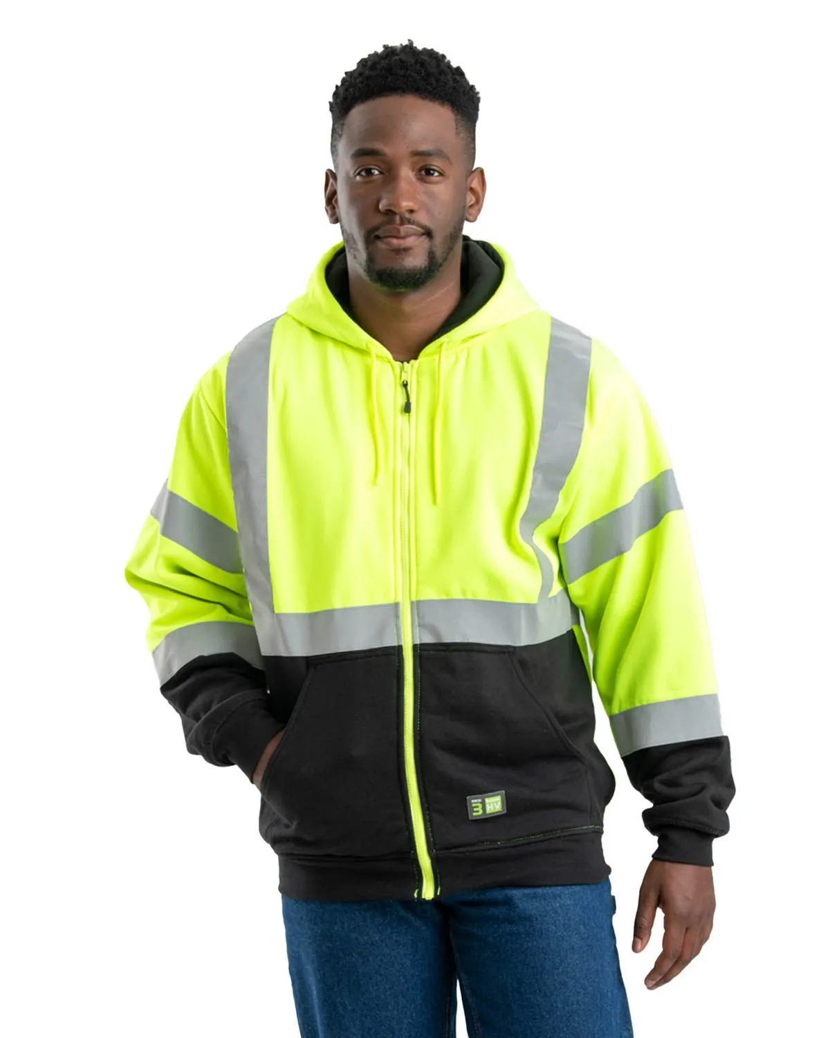 Berne Mens Yellow Fleece Hi-Vis Class 3 Hoodie