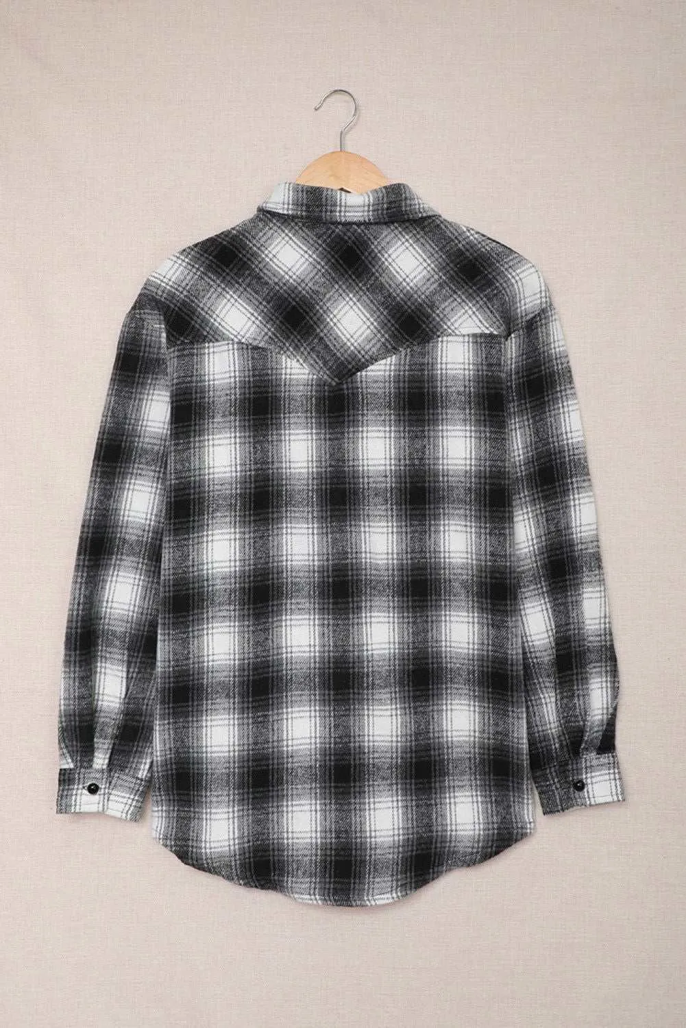 Black Collared Plaid Shacket - Stylish & Comfortable Outerwear