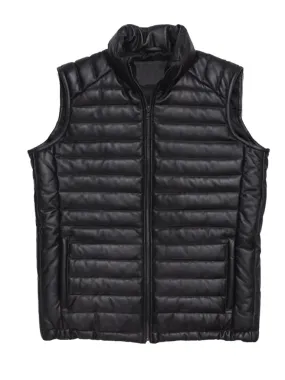 Black Down Genuine Leather Vest