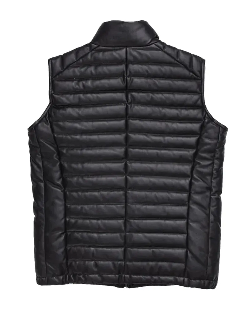 Black Down Genuine Leather Vest