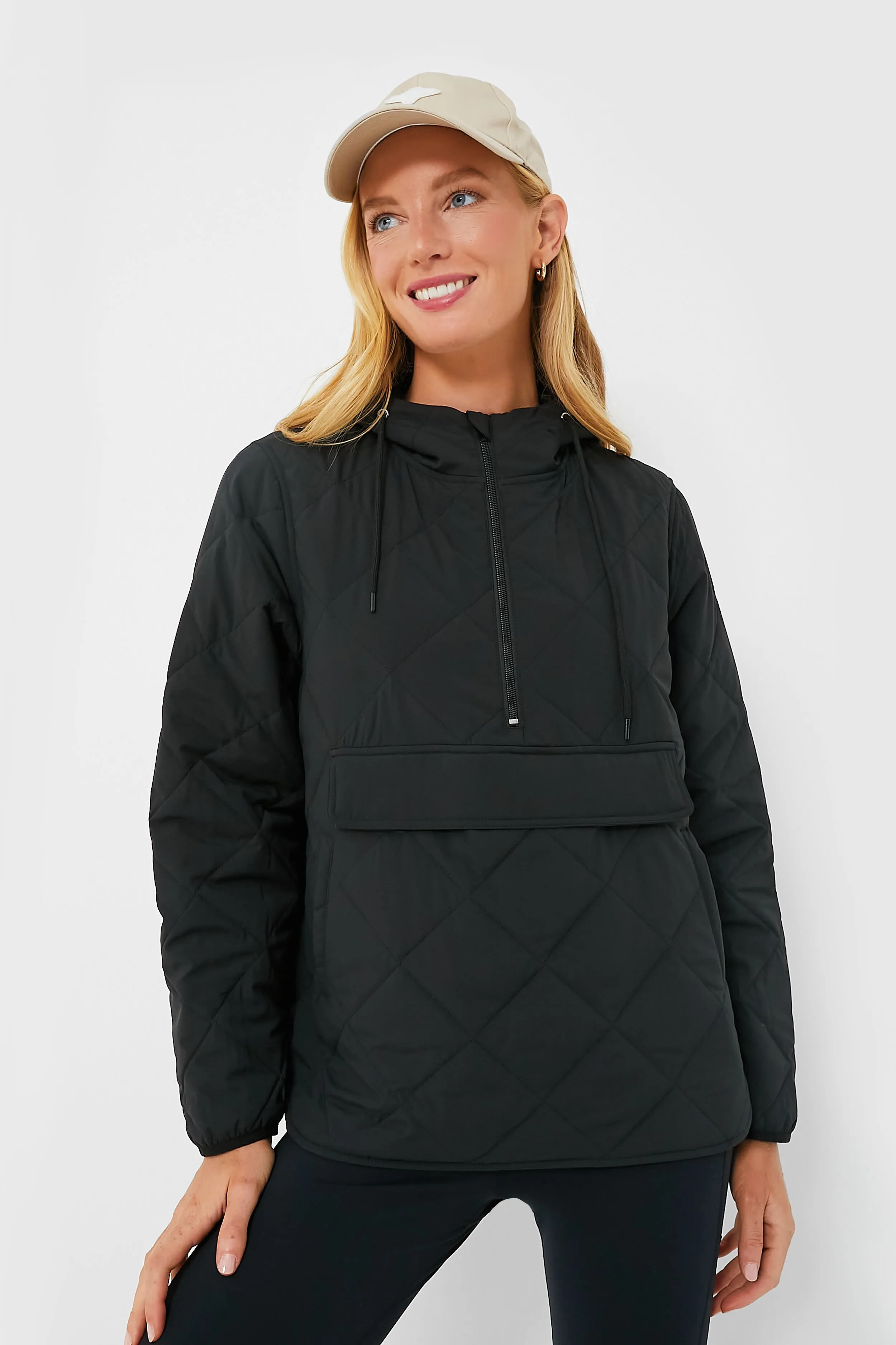 Black Quilted Bennett Pullover