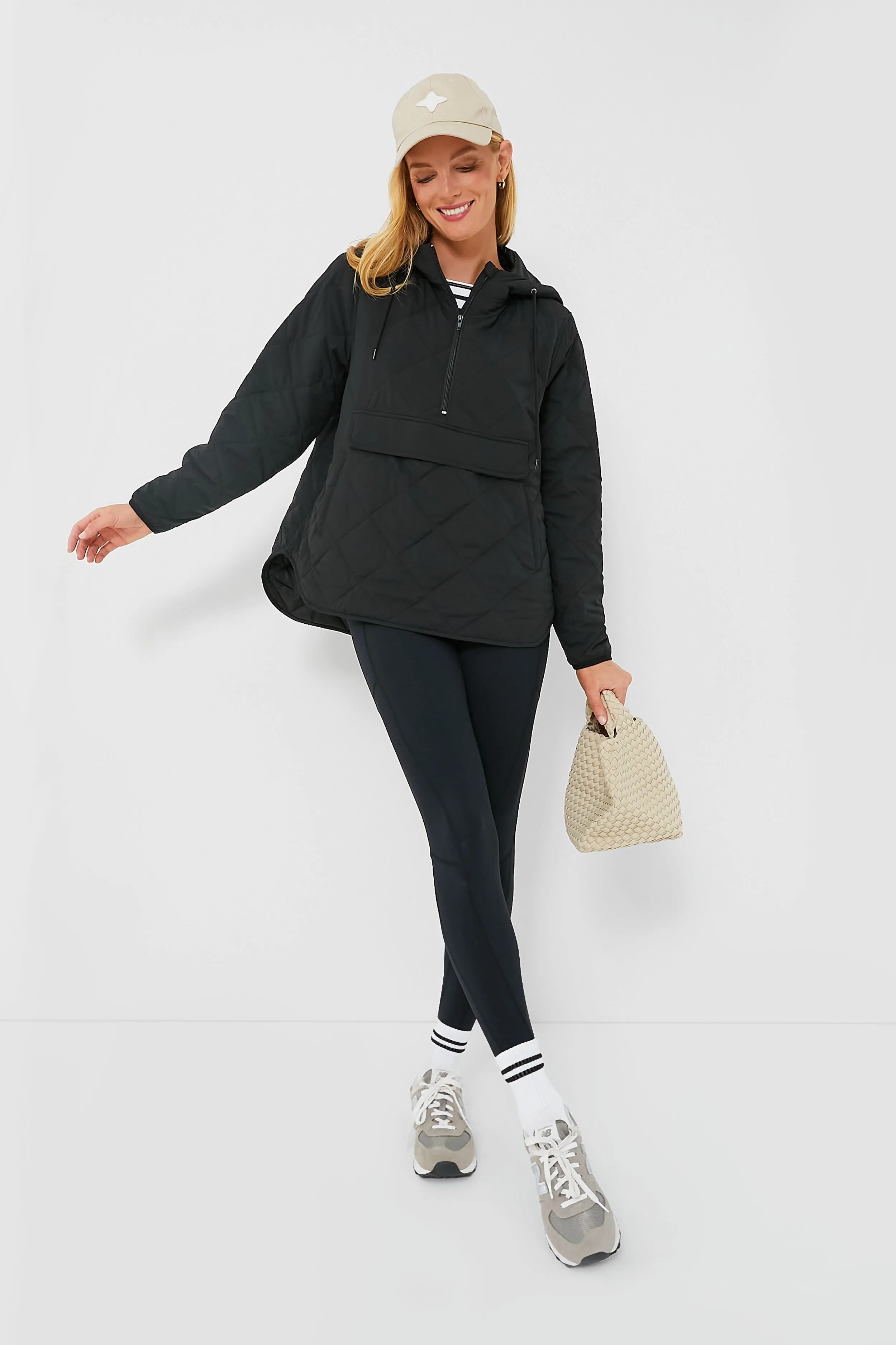 Black Quilted Bennett Pullover