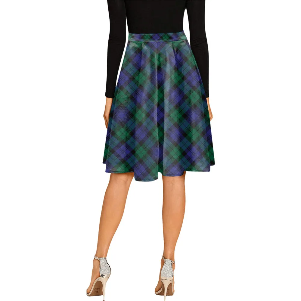 Black Watch Modern Tartan Melete Pleated Midi Skirt