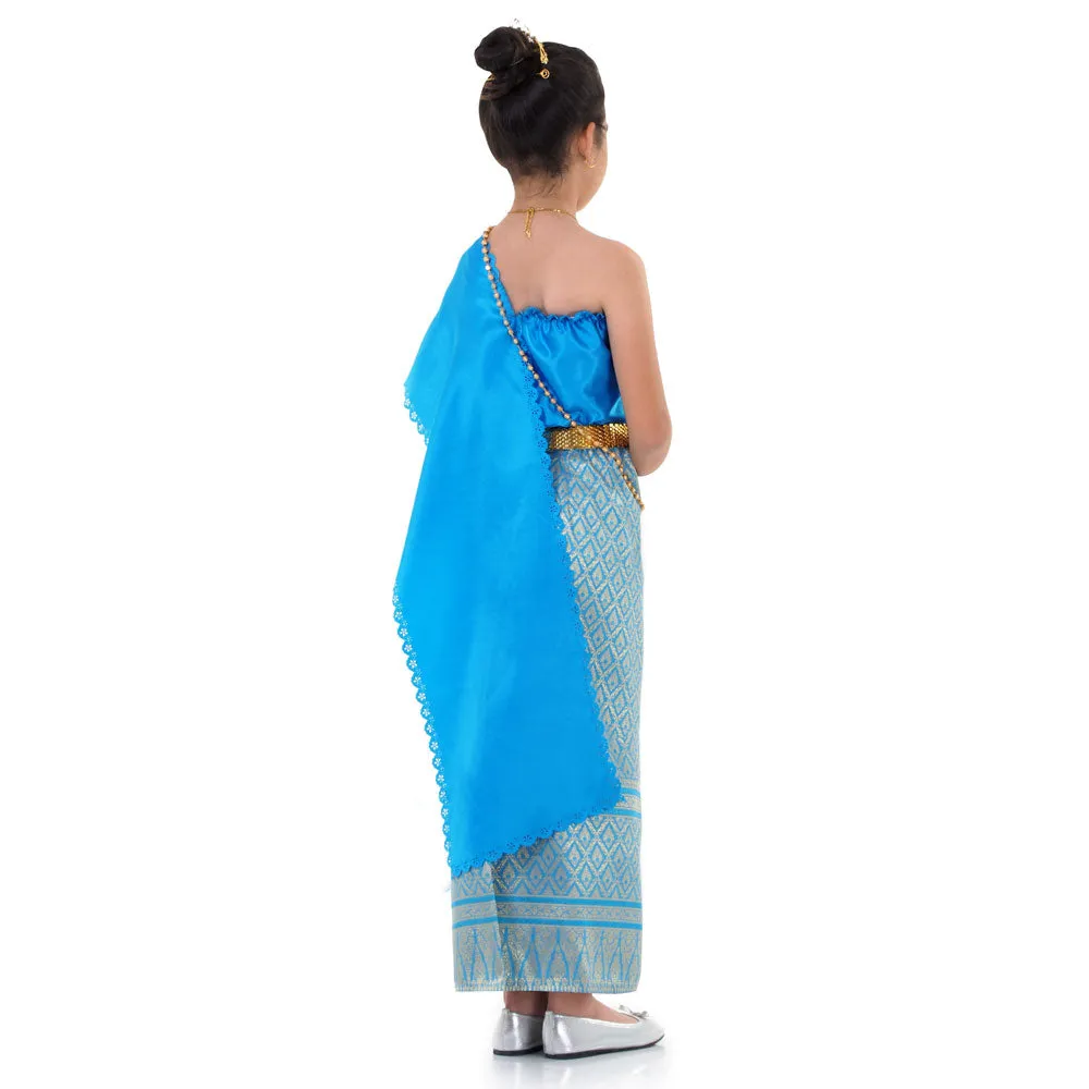 Blue Charm Traditional Chut Thai Girls Dress