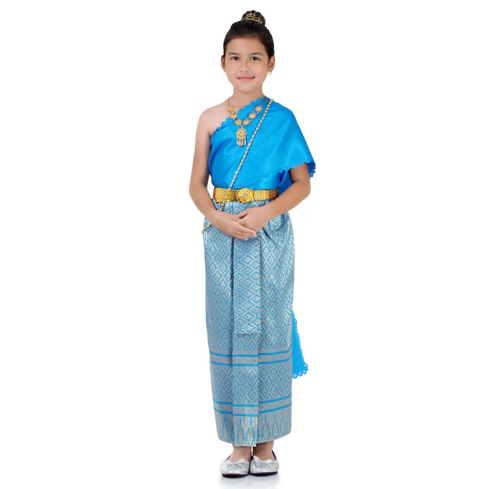 Blue Charm Traditional Chut Thai Girls Dress