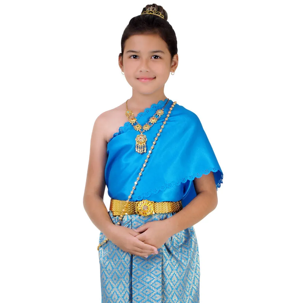 Blue Charm Traditional Chut Thai Girls Dress