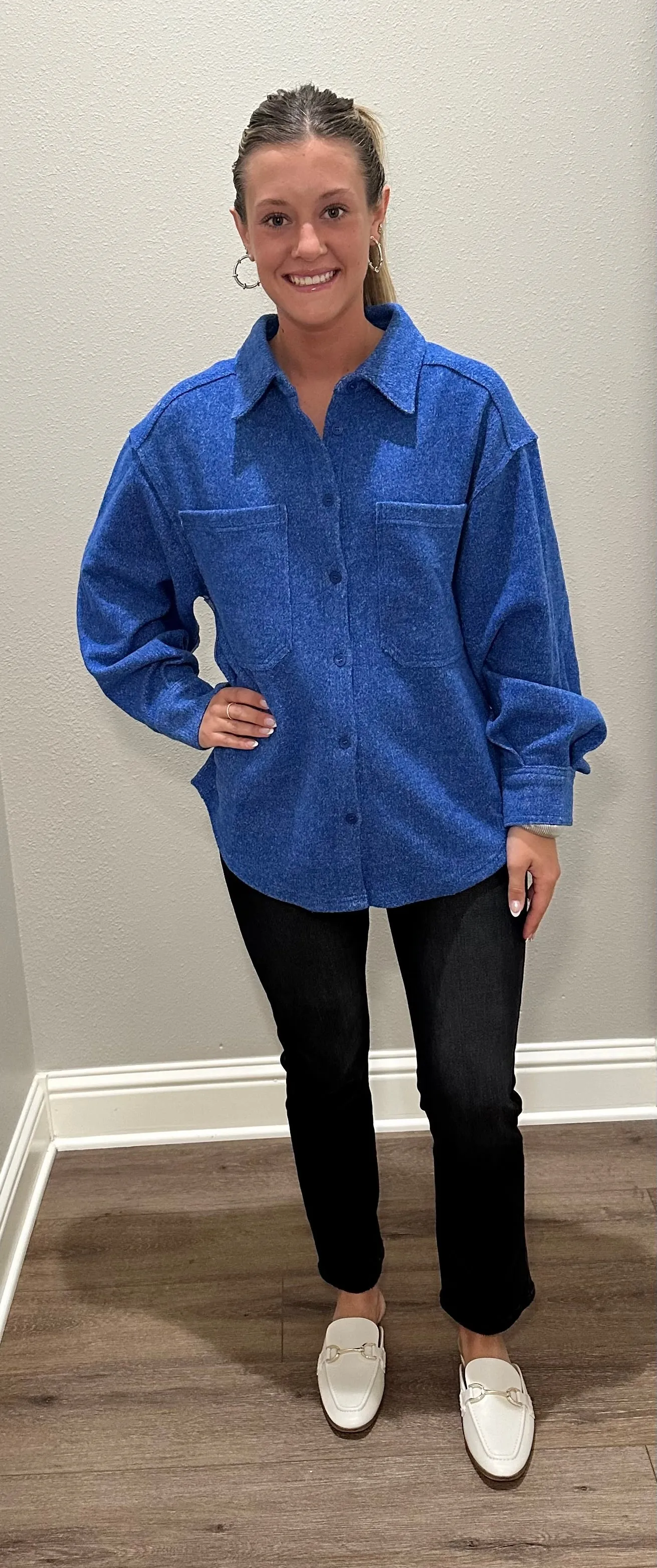 Blue Knit Button Down