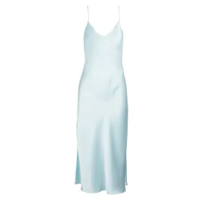 Blue Mist Midi Dress with Contrast Straps