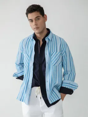 Blue Striped Shacket