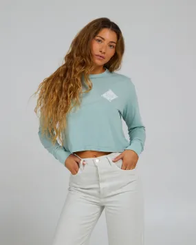 Board Meeting Long Sleeve Crop Tee - Cloud Blue