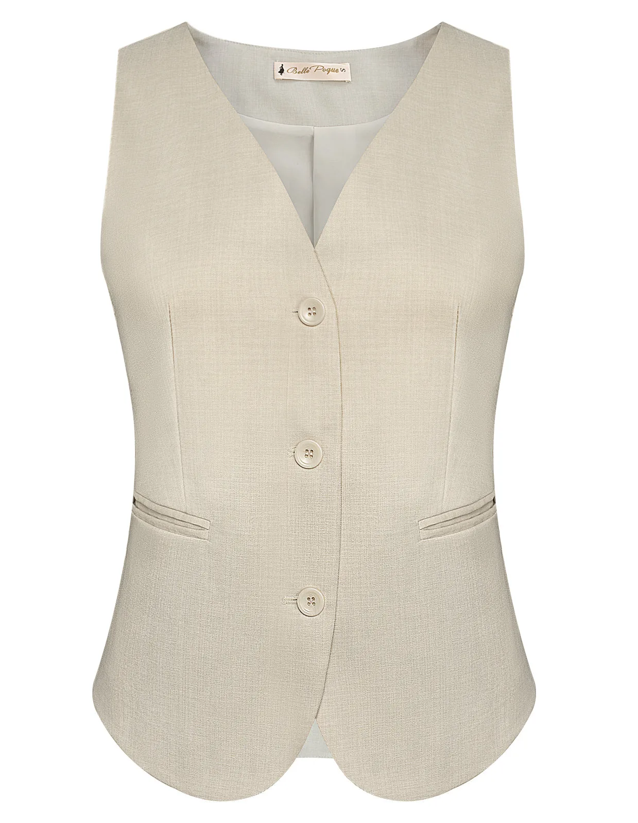 BP Women Vintage Single Breasted Waistcoat V-Neck Smocked Side Waist Vest