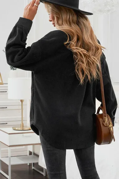 Button Up Collared Neck Long Sleeve Jacket Shacket - Multiple Colors