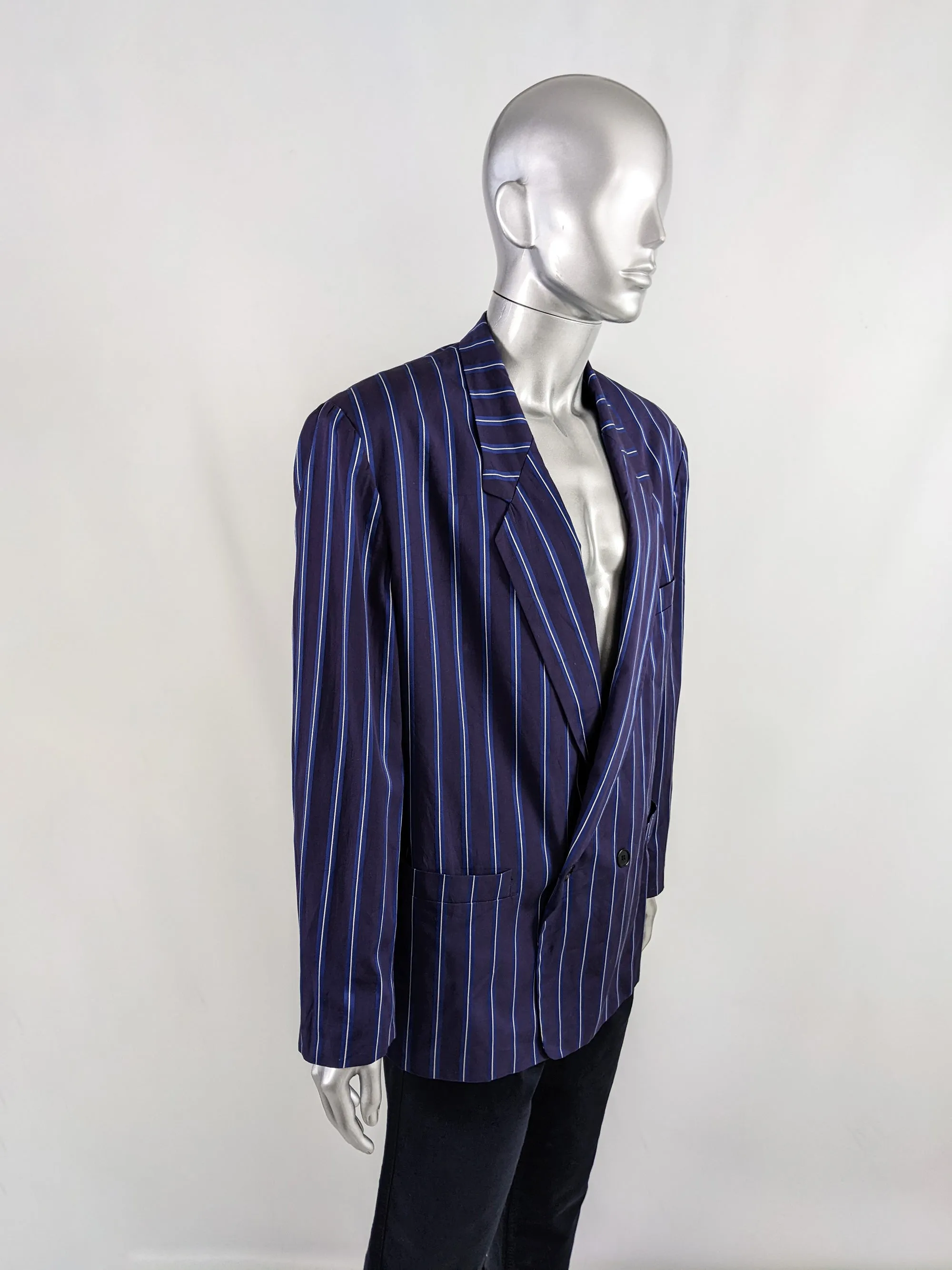 Byblos Vintage Mens Purple & Blue Boating Blazer, 1980s