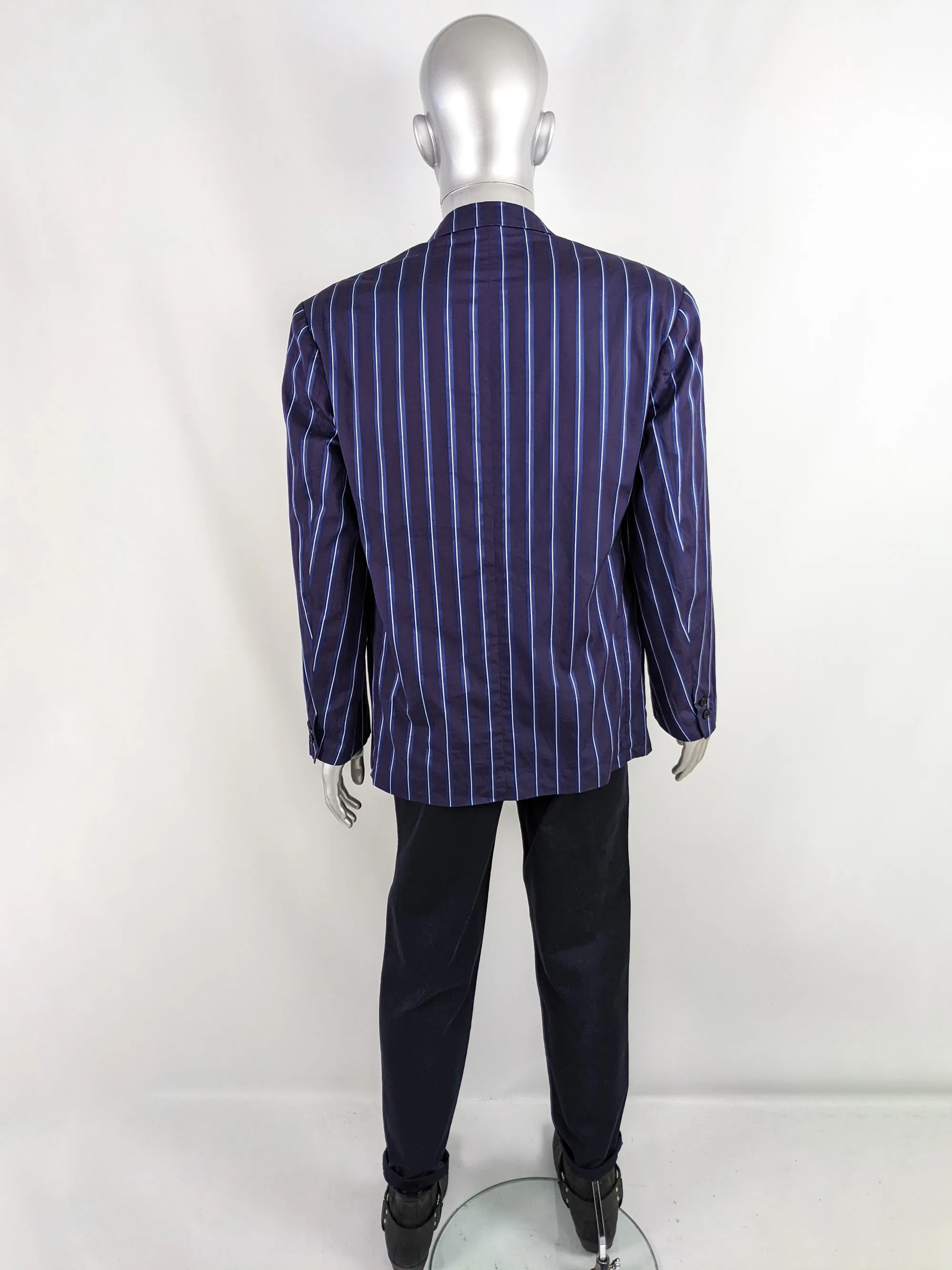 Byblos Vintage Mens Purple & Blue Boating Blazer, 1980s