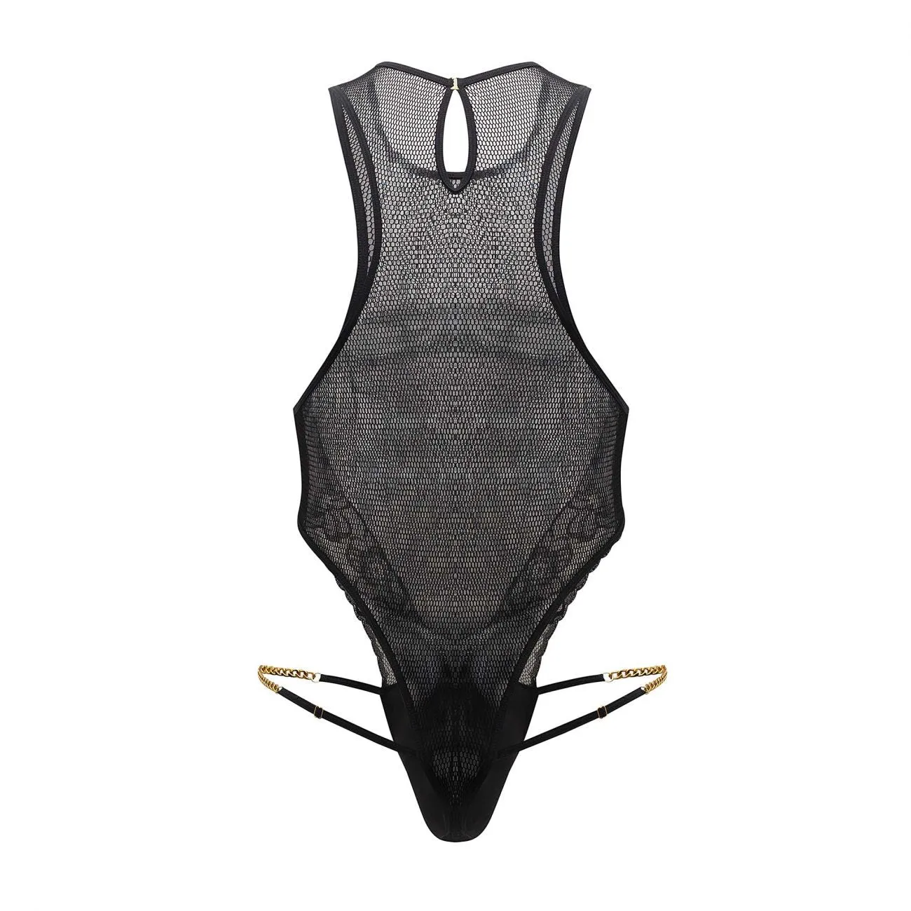 CandyMan 99584X Mesh-Lace Bodysuit Color Black