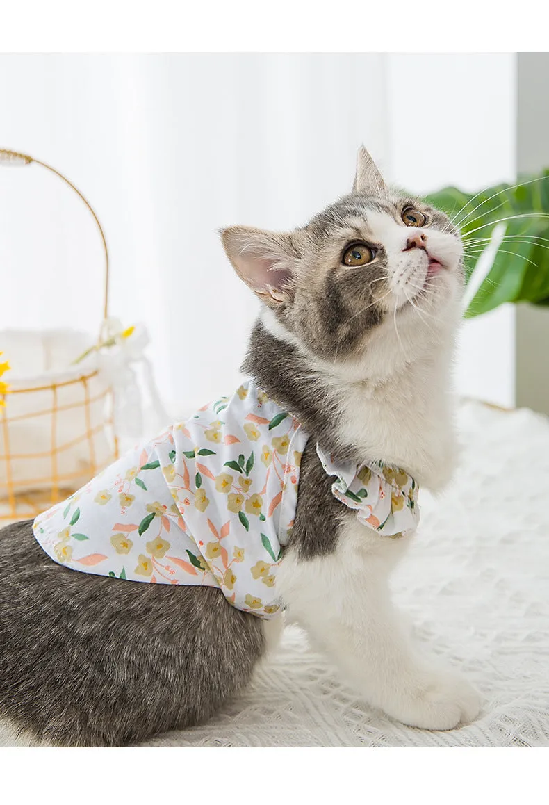 Cat Clothes Summer Floral Breathable Cat Suspender Skirt Clothing Pet Vest