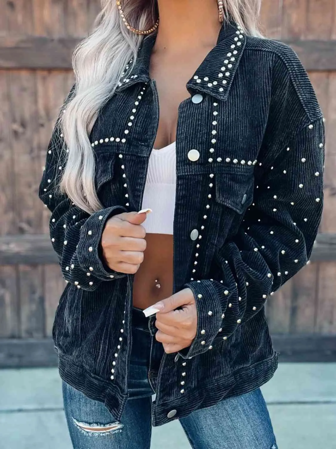 Chantell Studded Button Down Jacket