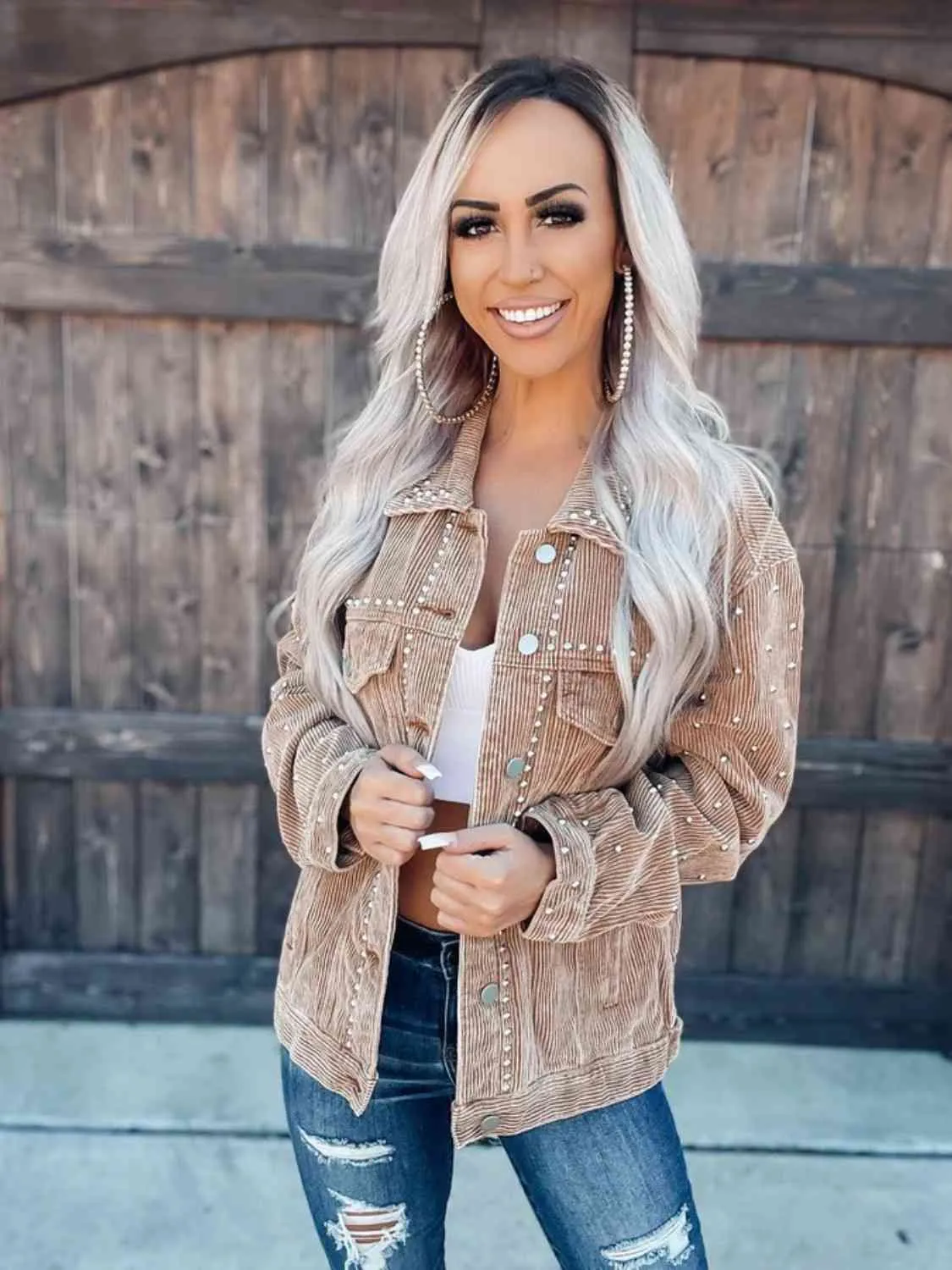 Chantell Studded Button Down Jacket