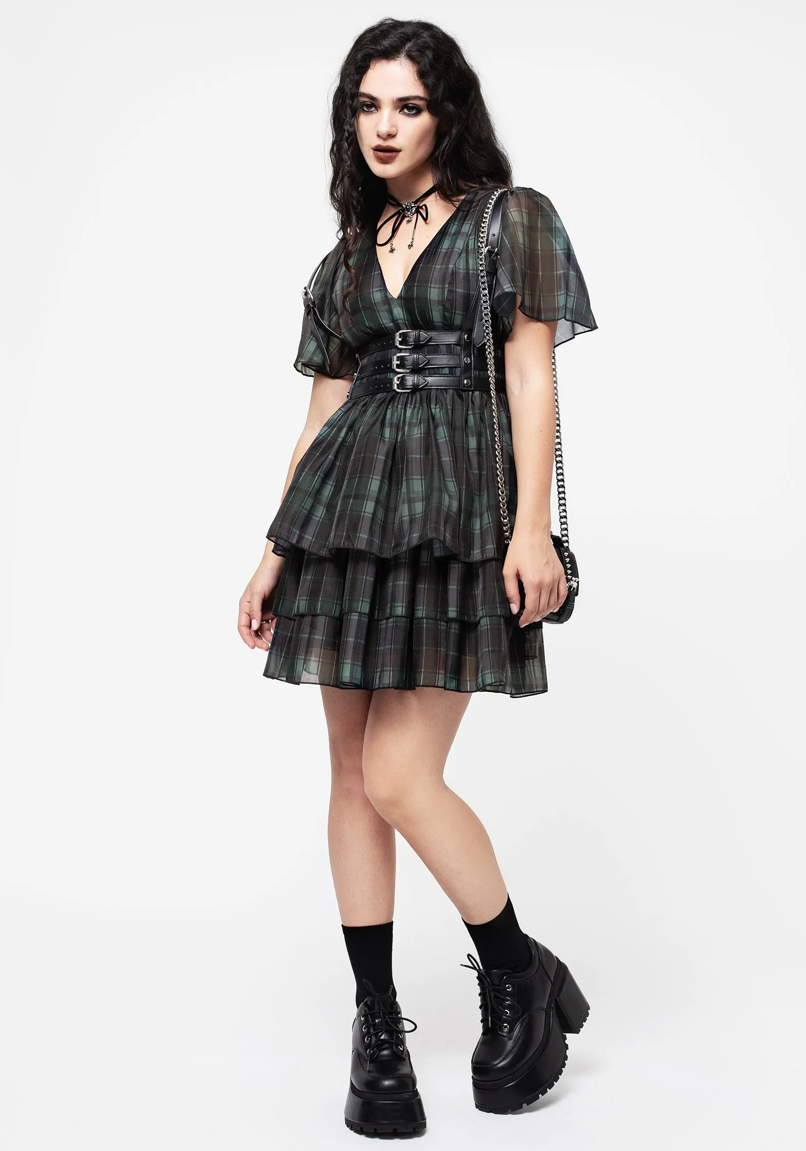 Checkmate Layered Organza Mini Dress