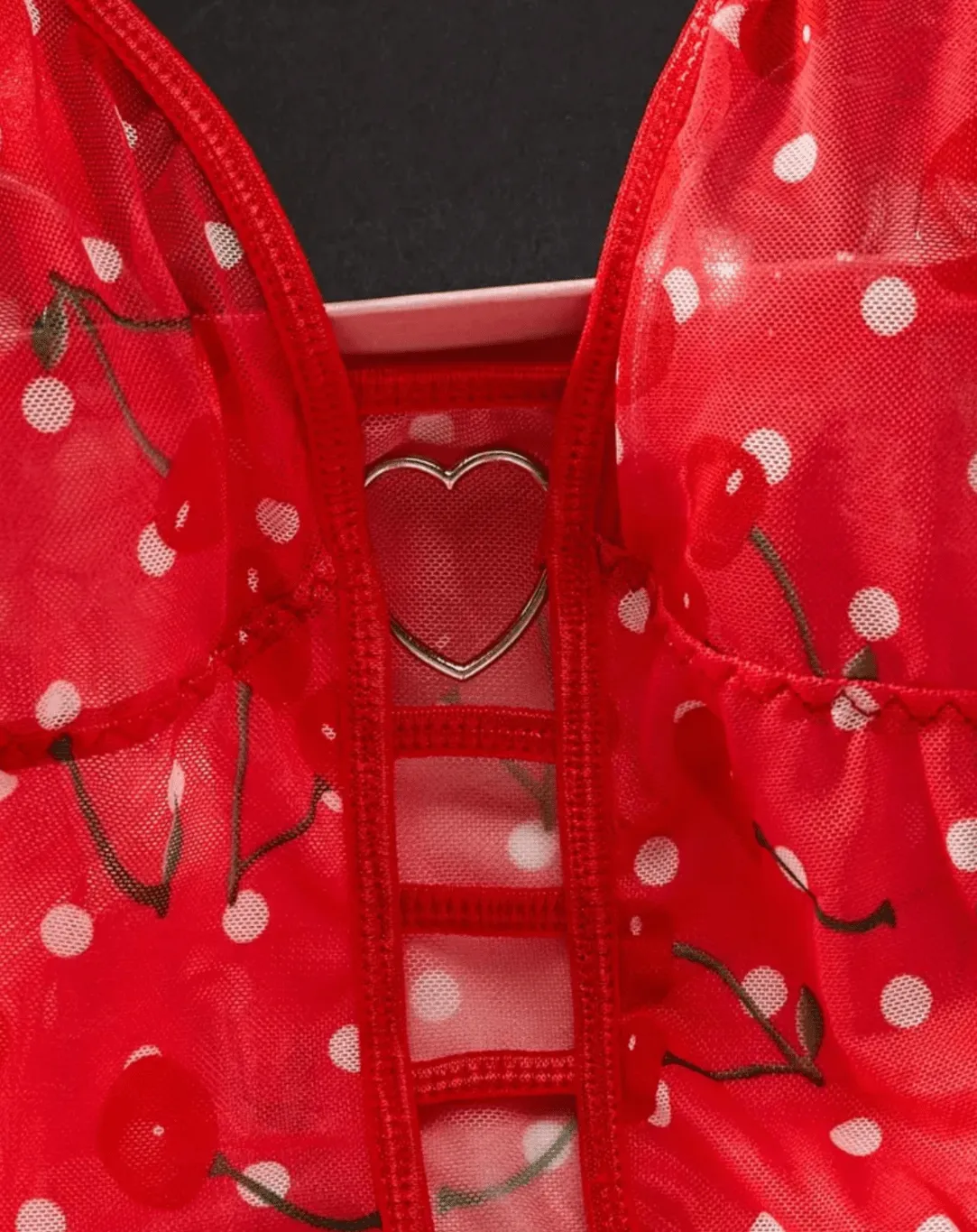 Cherry Red Lingerie Slip Dress See Through