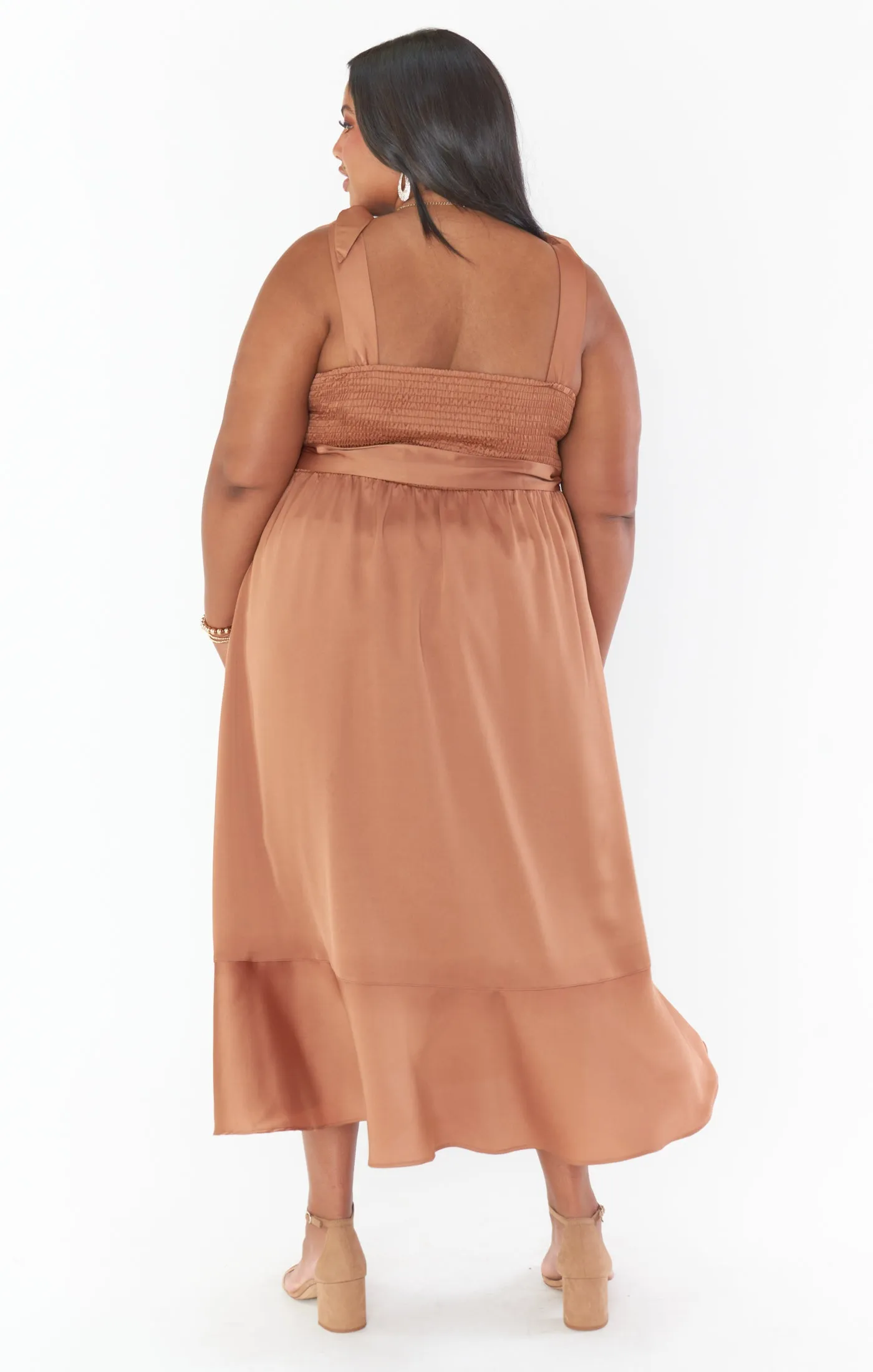 Claire Midi Dress ~ Copper Luxe Satin