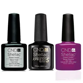 CND - Shellac Xpress5 Combo - Base, Top & Tango Passion (0.25 oz)