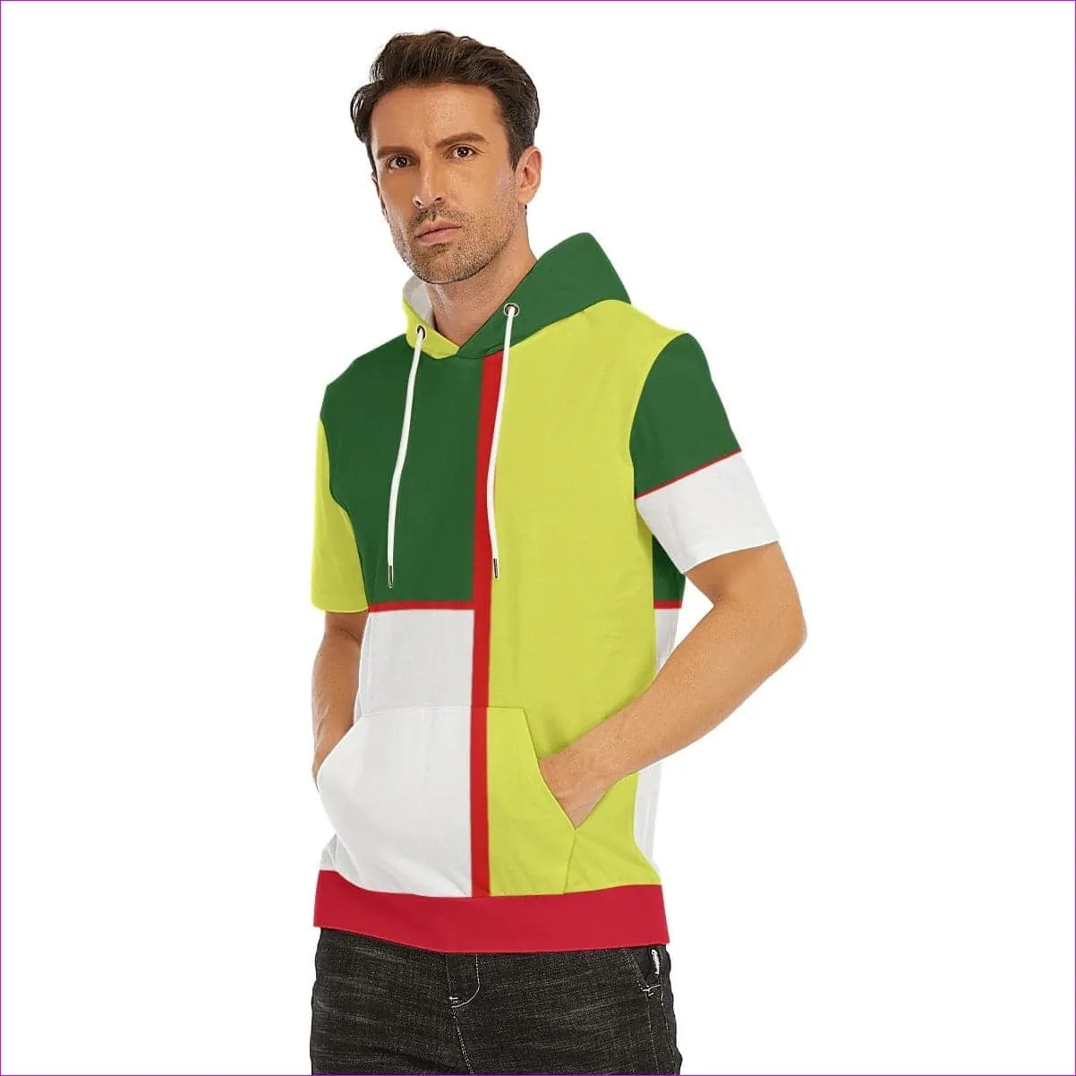 Color Block Men's T-Shirt With Hood | 100% Cotton