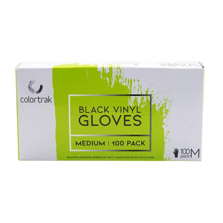 Colortrak Black Vinyl Gloves - 100 Pack