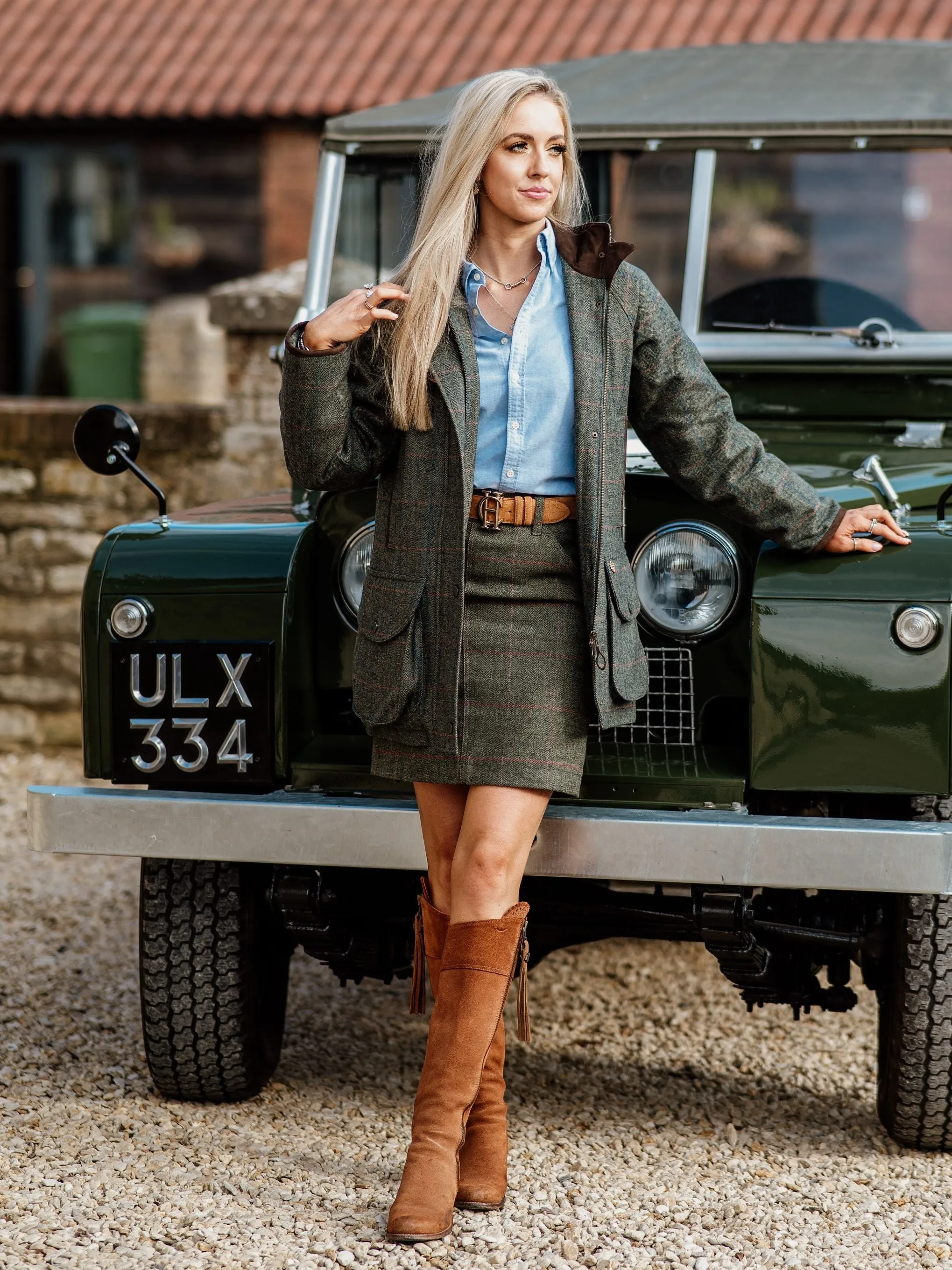 Combrook Ladies Tweed Shooting Coat In Spruce - Shooting Fit