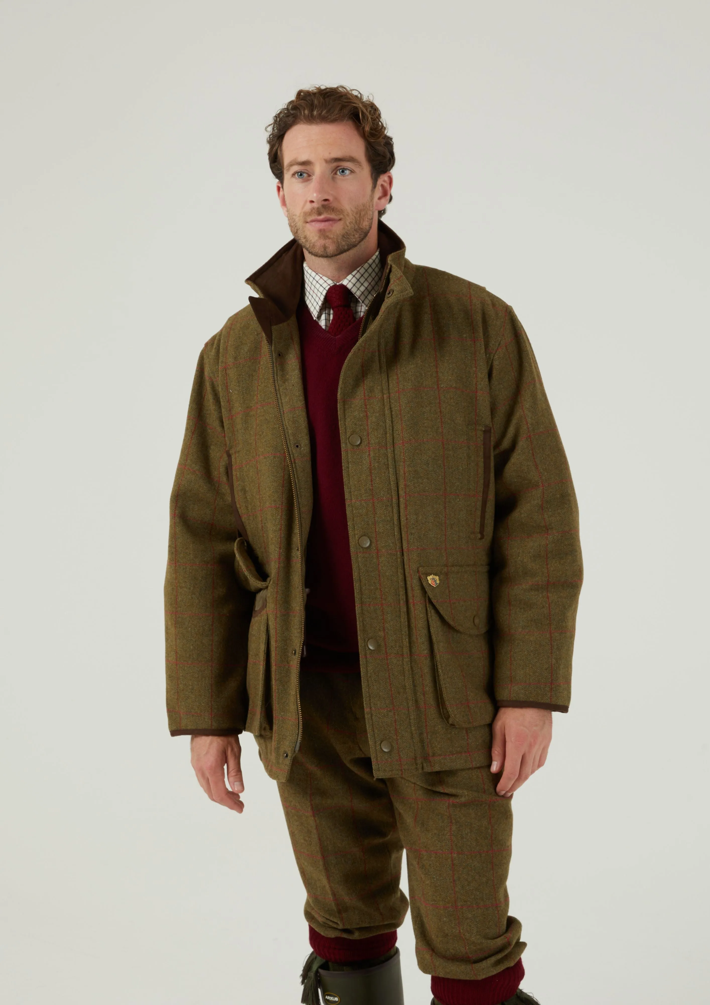 Combrook Men's Tweed Shooting Field Coat In Sage - Shooting Fit