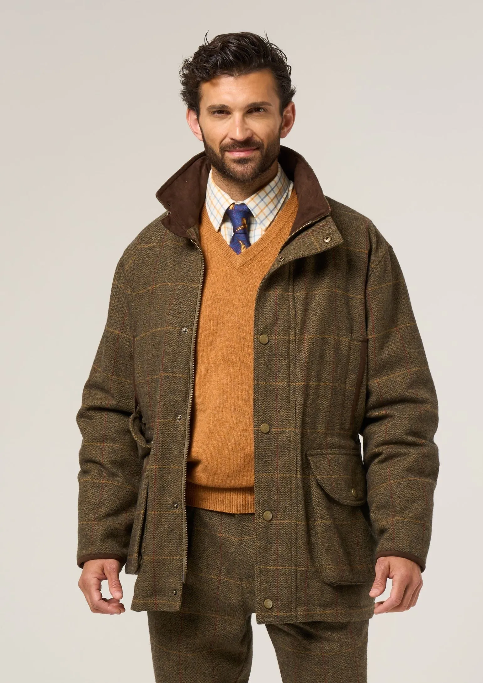 Combrook Men's Tweed Shooting Field Coat In Teak - Shooting Fit