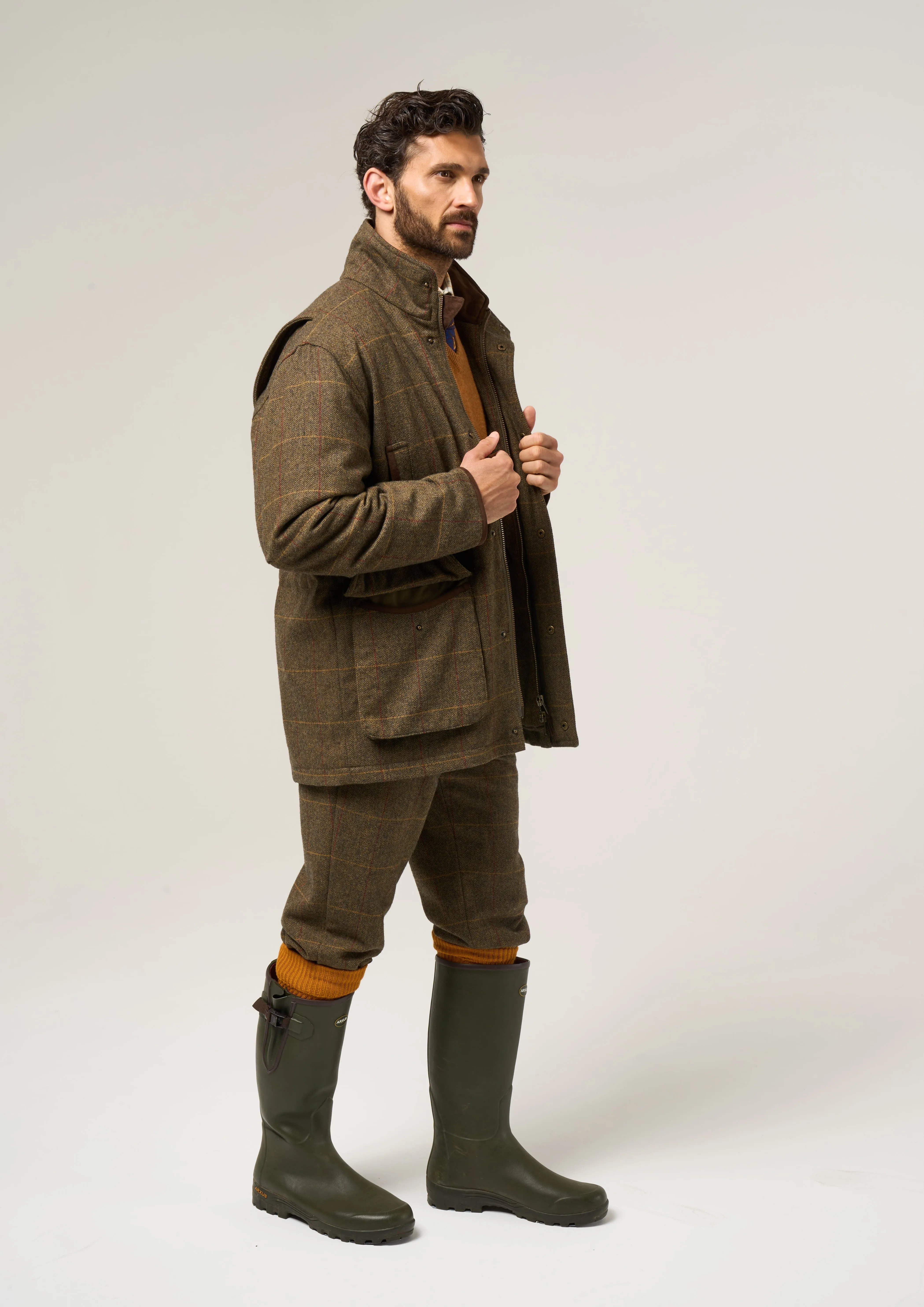 Combrook Men's Tweed Shooting Field Coat In Teak - Shooting Fit