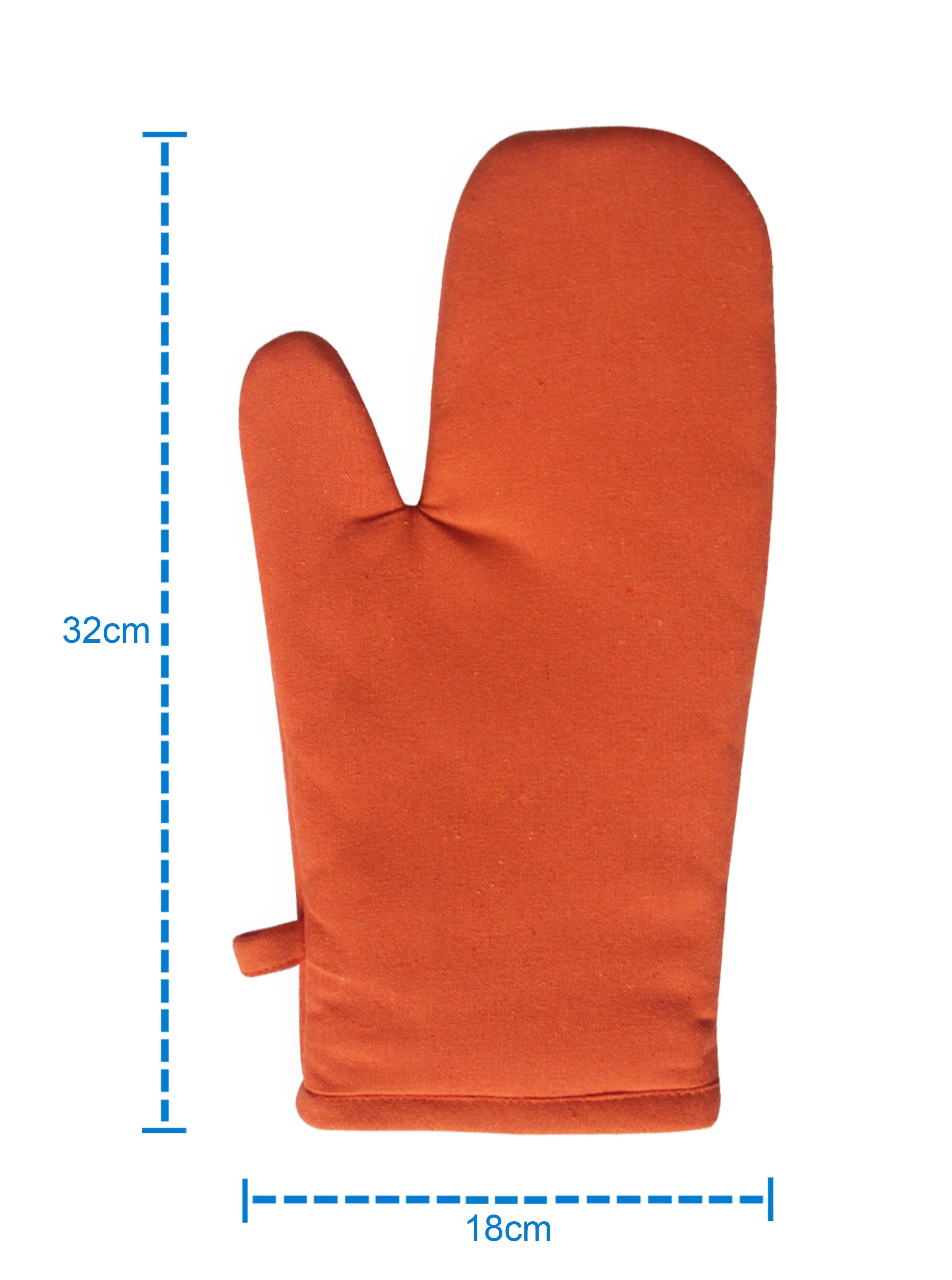 Cotton Solid Orange Oven Gloves Pack Of 2