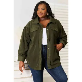 Cozy Girl Shacket in Army Green