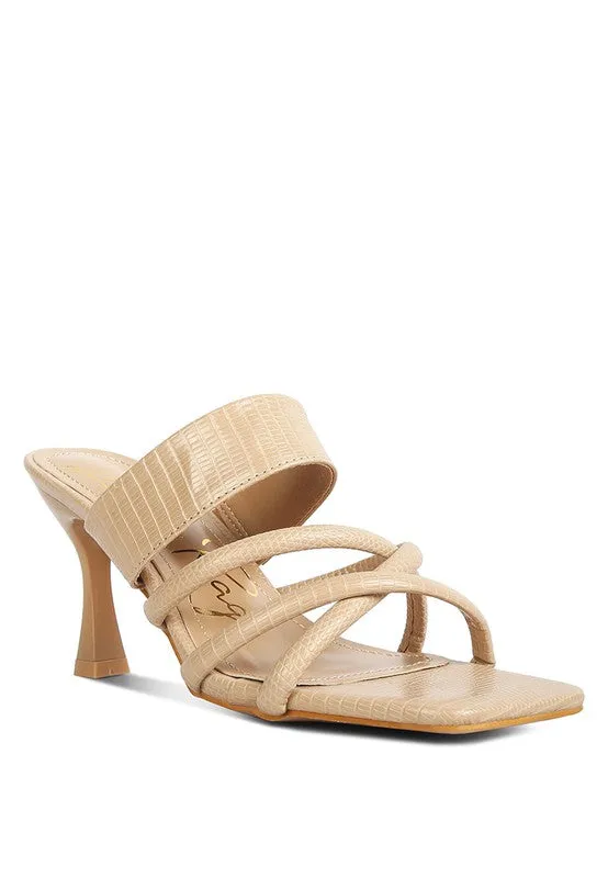 Criss Cross Strap Spool Heel Sandsals